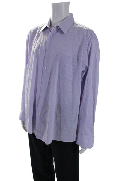 Emanuel Emanuel Ungaro Men's Long Sleeves Button Down Shirt Purple Size XL