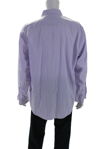 Emanuel Emanuel Ungaro Men's Long Sleeves Button Down Shirt Purple Size XL