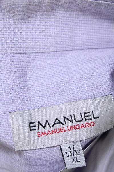 Emanuel Emanuel Ungaro Men's Long Sleeves Button Down Shirt Purple Size XL