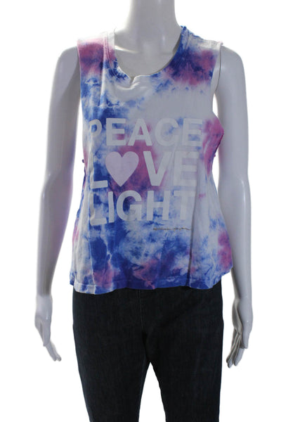 Spiritual Gangster Womens Tie Dye print Tank Top Pink Blue Cotton Size Large