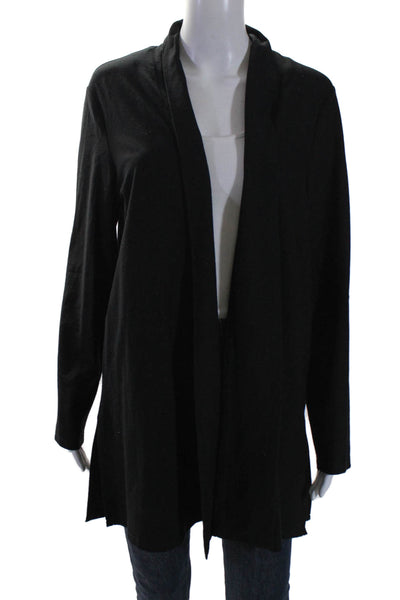 Eileen Fisher Womens Long Sleeve Open Front Cardigan Sweater Black Size L