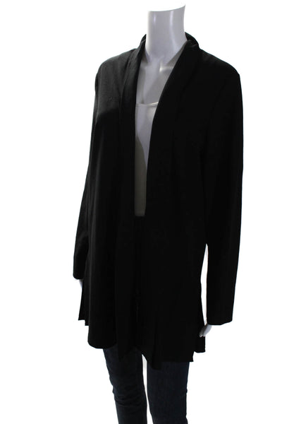 Eileen Fisher Womens Long Sleeve Open Front Cardigan Sweater Black Size L