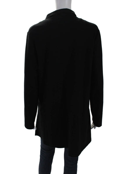 Eileen Fisher Womens Long Sleeve Open Front Cardigan Sweater Black Size L