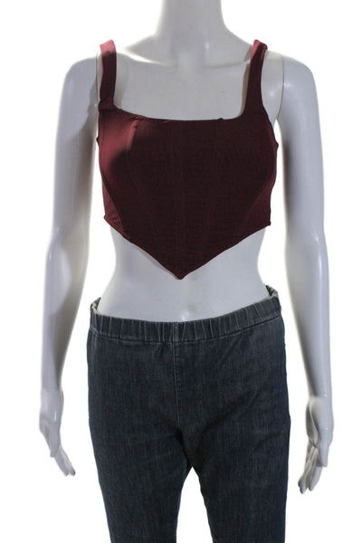 Lovers + Friends Womens Square Neck Sleeveless Corset Top Burgundy Size XS