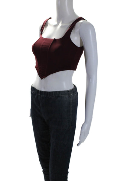 Lovers + Friends Womens Square Neck Sleeveless Corset Top Burgundy Size XS