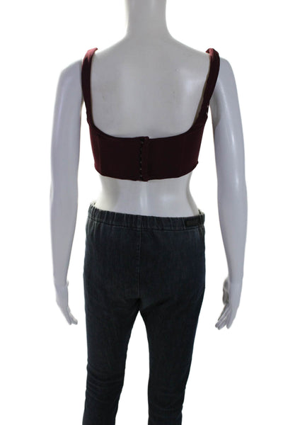 Lovers + Friends Womens Square Neck Sleeveless Corset Top Burgundy Size XS