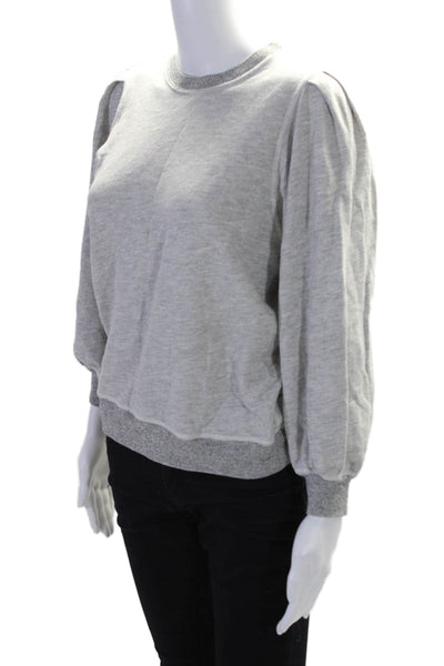 The Great Women's Crewneck Puff Sleeves Pullover Sweatshirt Gray Size 0