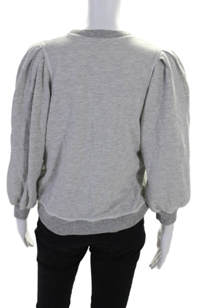 The Great Women's Crewneck Puff Sleeves Pullover Sweatshirt Gray Size 0