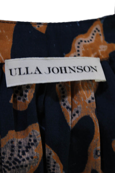 Ulla Johnson Women's Round Neck Puff Sleeves Leaf Print Cotton Blouse Size 0