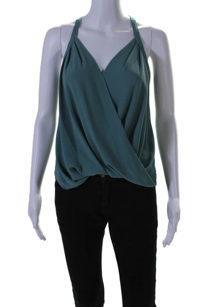 Naked Zebra Womens Crepe Bubble Hem Sleeveless V-Neck Camisole Foam Green Size S