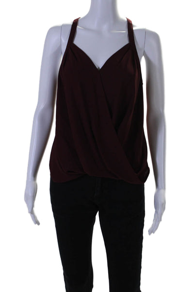 Naked Zebra Womens Crepe Bubble Hem Sleeveless V-Neck Camisole Wine Red Size S