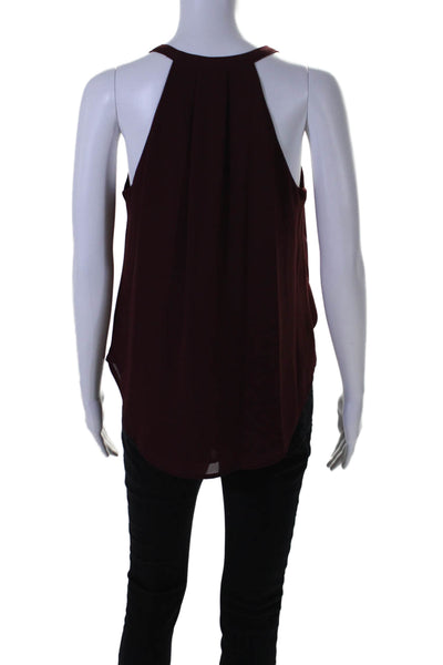 Naked Zebra Womens Crepe Bubble Hem Sleeveless V-Neck Camisole Wine Red Size S