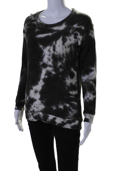 Chaser Womens Cotton Fleece Tie Dye Print Long Sleeve Sweatshirt Black Size XS