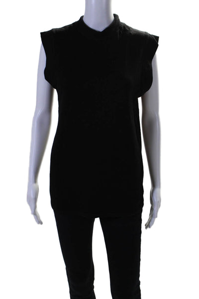 IRO Womens Wool Knit High Neck Sleeveless Pullover Blouse Top Black Size L