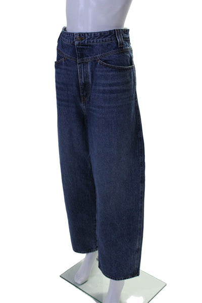 Khaite Womens Cotton 4 Pocket High-Rise Button Close Tapered Jeans Blue Size 32