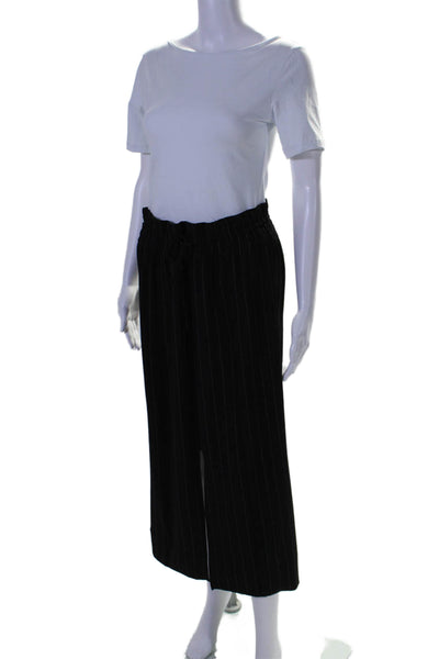 Ganni Womens Pinstripe Long Sleeve Pullover Blouse Top + Skirt Set Black Size 42