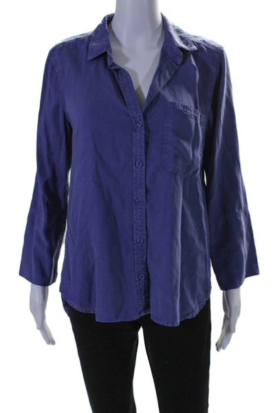 Bella Dahl Womens Long Sleeve Casual Button Down Shirt Blue Size S