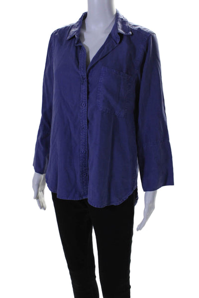 Bella Dahl Womens Long Sleeve Casual Button Down Shirt Blue Size S