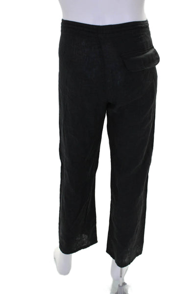 Bruno New York Mens Zipper Fly Straight Leg Linen Pants Dark Gray Size Medium