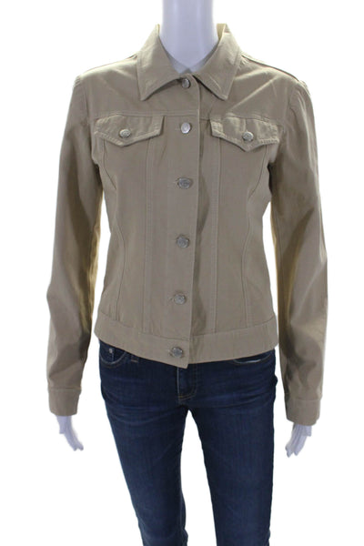 Fabrizio Gianni Jeans Womens Button Front Collared Light Jacket Brown Size Small