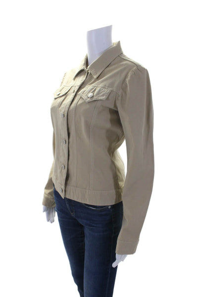 Fabrizio Gianni Jeans Womens Button Front Collared Light Jacket Brown Size Small