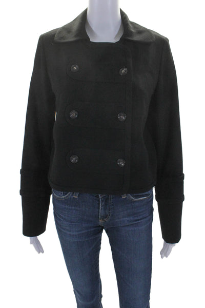 Chloe Womens Double Breasted Collared Jacket Black Wool Size FR 36