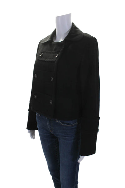 Chloe Womens Double Breasted Collared Jacket Black Wool Size FR 36