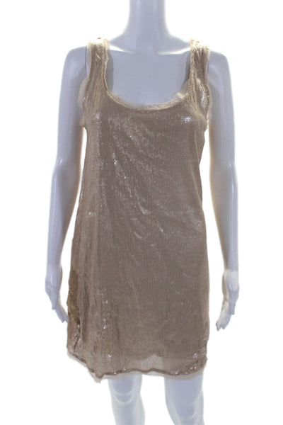 Ella Moss Womens Blush Sequins Scoop Neck Sleeveless Lined Tank Dress Size M