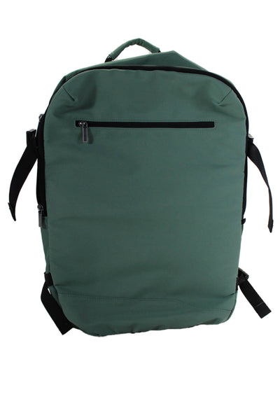 Open Story Mens Zip Around Silver Tone Large Traveling Back Pack Green Black