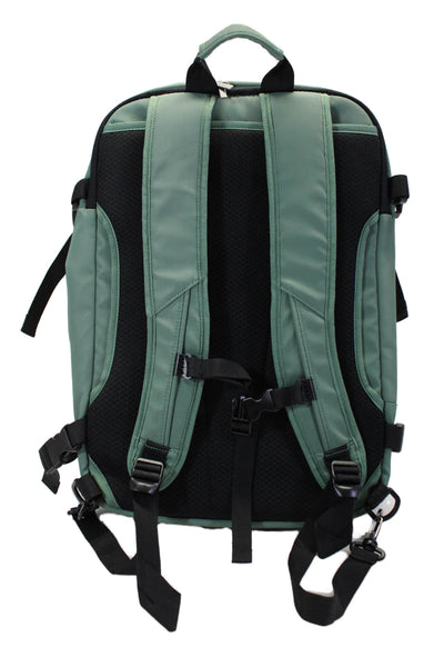 Open Story Mens Zip Around Silver Tone Large Traveling Back Pack Green Black