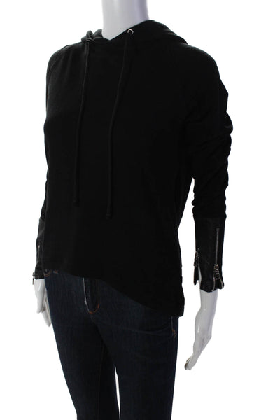 Generation Love Womens Terry Knit Long Sleeve Drawstring Hoodie Black Size XS