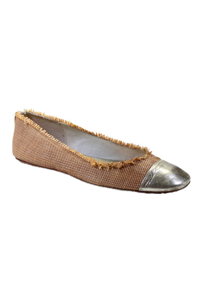 FS/NY Womens Slip On Woven Silver Toe Flat Shoes Beige Size 6.5 US