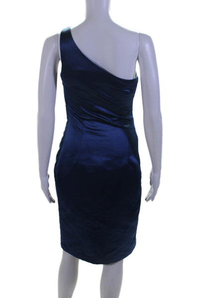 Bill Levkoff Women's Asymmetric One Shoulder Rouge Midi Dress Blue Size 4