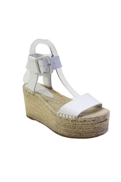 Vince Womens Leather Platform Ankle Strap Espadrille Sandals White Size 37 7