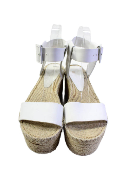 Vince Womens Leather Platform Ankle Strap Espadrille Sandals White Size 37 7