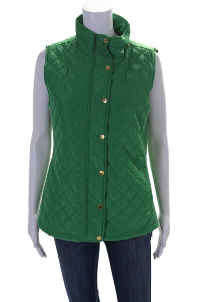 Cynthia Rowley Womens Quilted Button Down Vest Jacket Green Size Medium