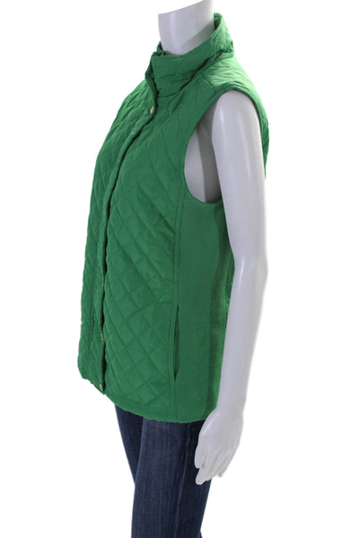 Cynthia Rowley Womens Quilted Button Down Vest Jacket Green Size Medium