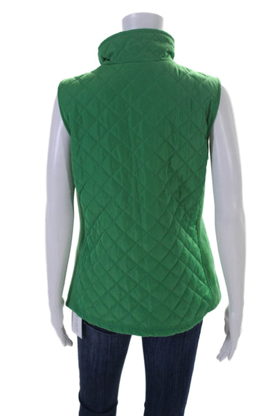 Cynthia Rowley Womens Quilted Button Down Vest Jacket Green Size Medium