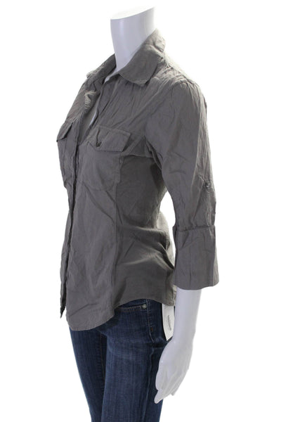 Standard James Perse Womens Button Down Long Sleeves Shirt Gray Cotton Size 2