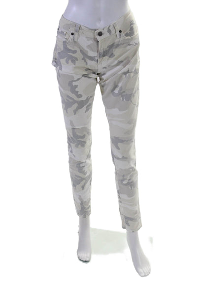 Textile Elizabeth and James Womens Camouflage Print Skinny Jeans White Size 30