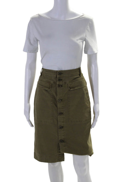 J Crew Womens Cotton Unlined Knee Length Cargo Pencil Skirt Olive Green Size 6