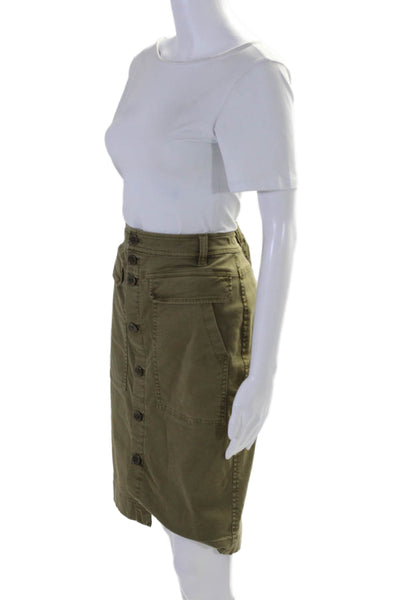 J Crew Womens Cotton Unlined Knee Length Cargo Pencil Skirt Olive Green Size 6