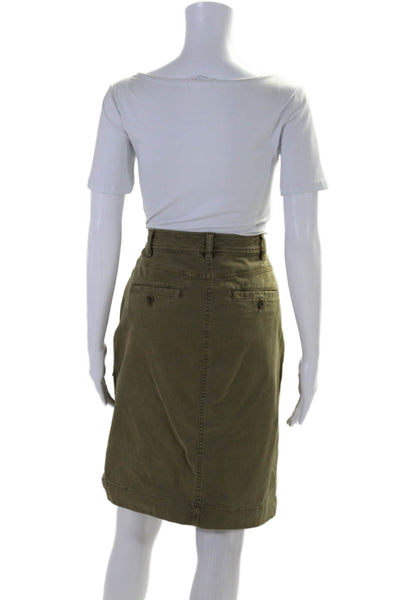 J Crew Womens Cotton Unlined Knee Length Cargo Pencil Skirt Olive Green Size 6