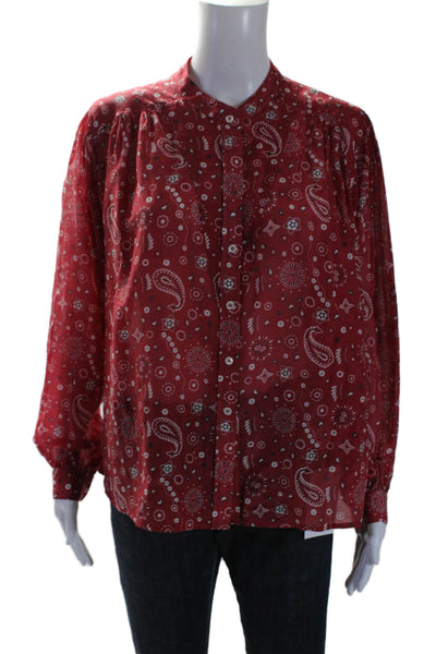 Xirena Womens Paisley Bandana Print Button Down Shirt Red Size Extra Small