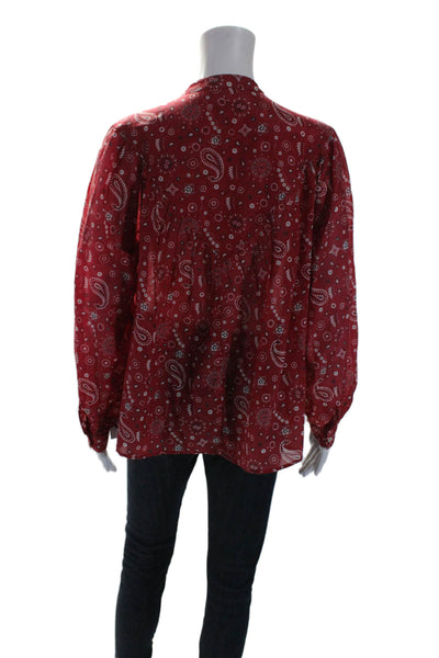 Xirena Womens Paisley Bandana Print Button Down Shirt Red Size Extra Small