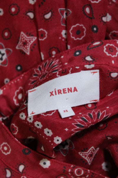 Xirena Womens Paisley Bandana Print Button Down Shirt Red Size Extra Small