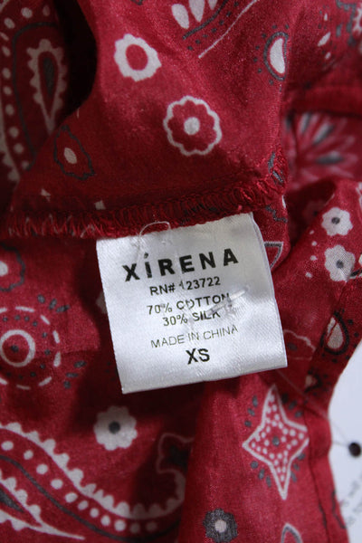 Xirena Womens Paisley Bandana Print Button Down Shirt Red Size Extra Small