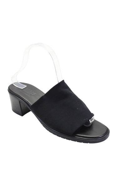 Munro Womens Nylon Stretch slide On Mule Sandal Heels Black 9 Size Medium