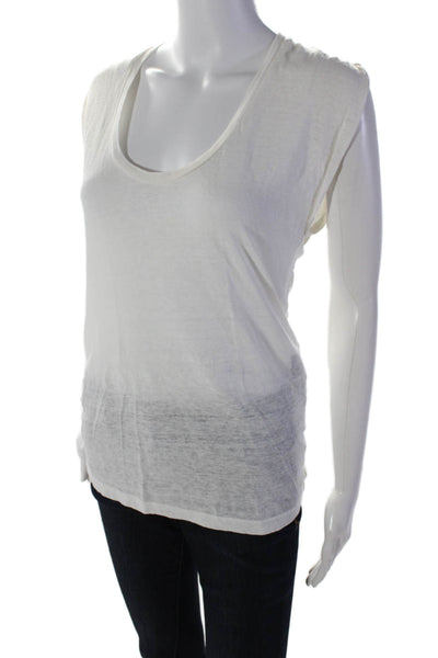 Isabel Marant Womens Linen Knit Scoop Neck Pullover Tank Top White Cream S