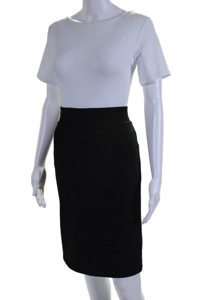 Miss Meme Womens Pull On Knee Length Pencil Skirt Black Cotton Size  Medium